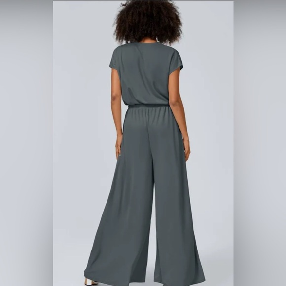 V Neck Short Sleeve Plicated
Wide Leg Flowy
Waffle Casual Jumpsuit - Picture 2 of 2